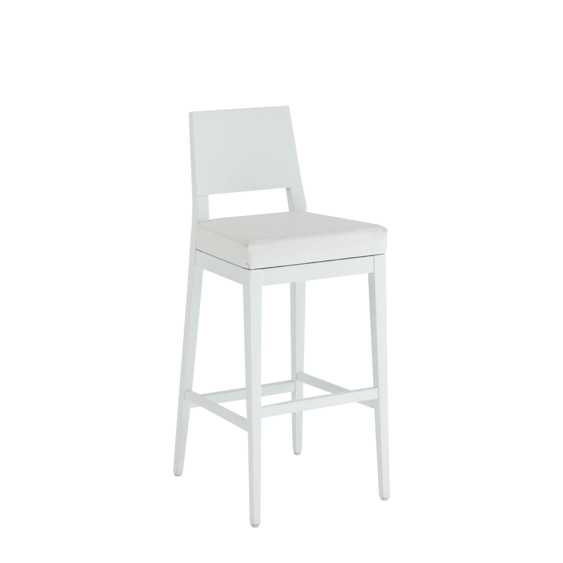 Porcino Bar Stool in White with White Seat Pad