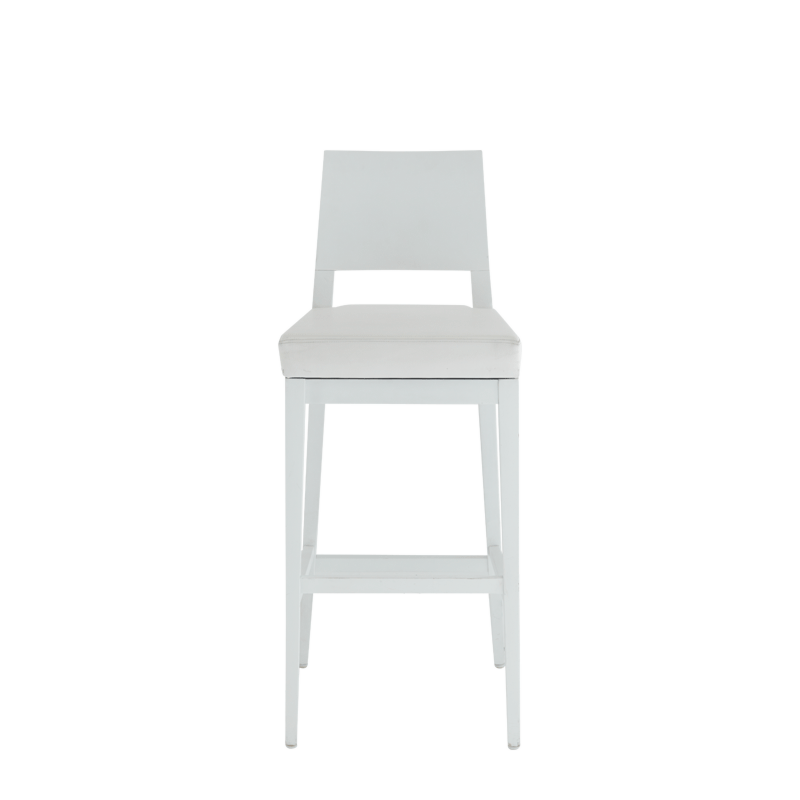 Porcino Bar Stool in White with White Seat Pad