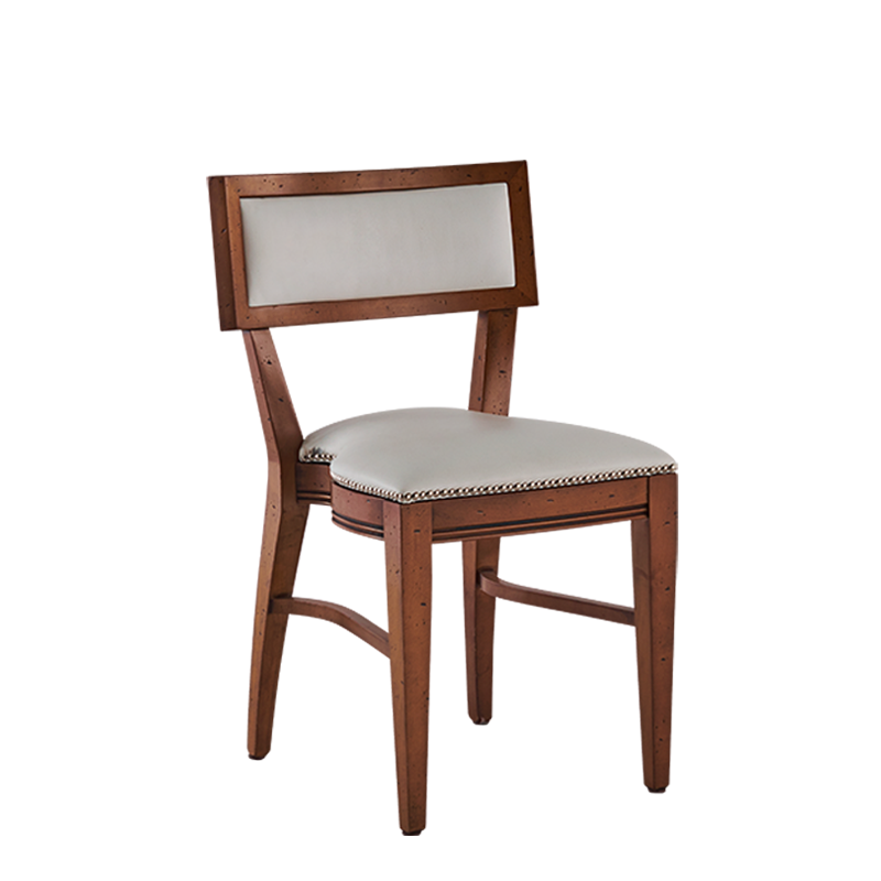The Bogart Chair in Antique Wood with White Seat Pad