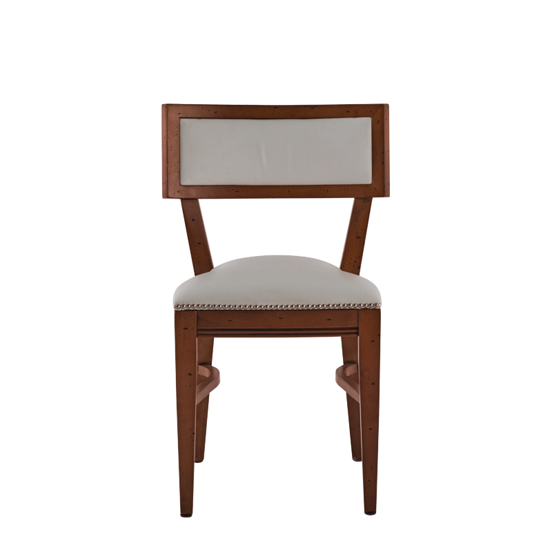 The Bogart Chair in Antique Wood with White Seat Pad