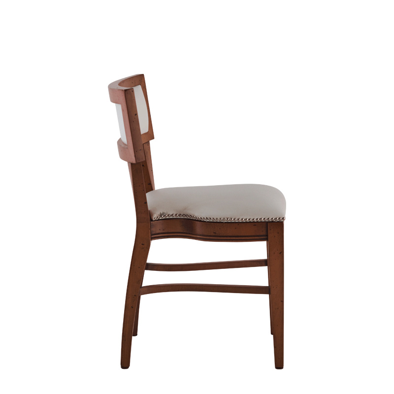 The Bogart Chair in Antique Wood with White Seat Pad