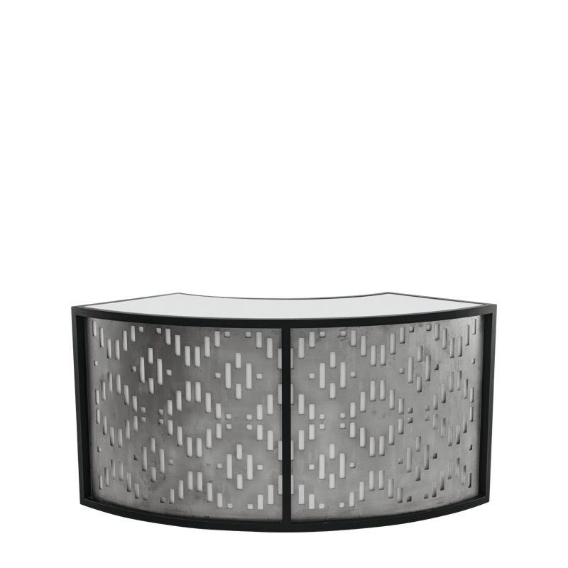 Unico Curved Bar with Black Frame and Etched Panels