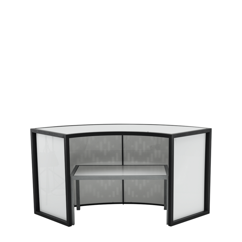 Unico Curved Bar with Black Frame and Etched Panels