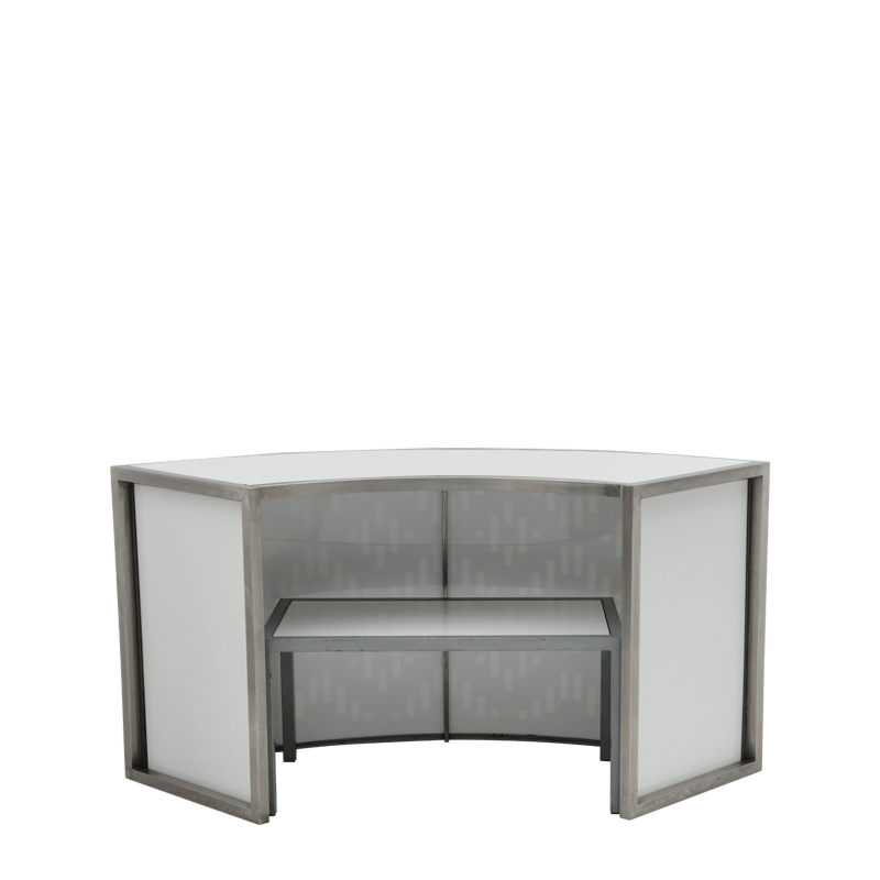 Unico Curved Bar with Stainless Steel Frame and Etched Panel