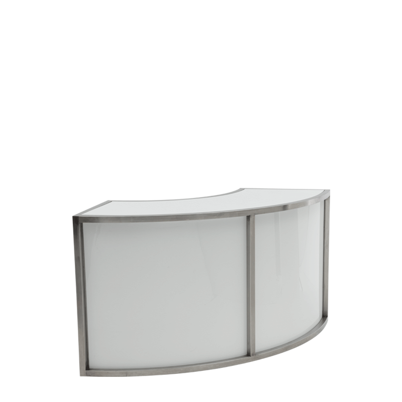 Unico Curved Bar with Stainless Steel Frame and White Panels