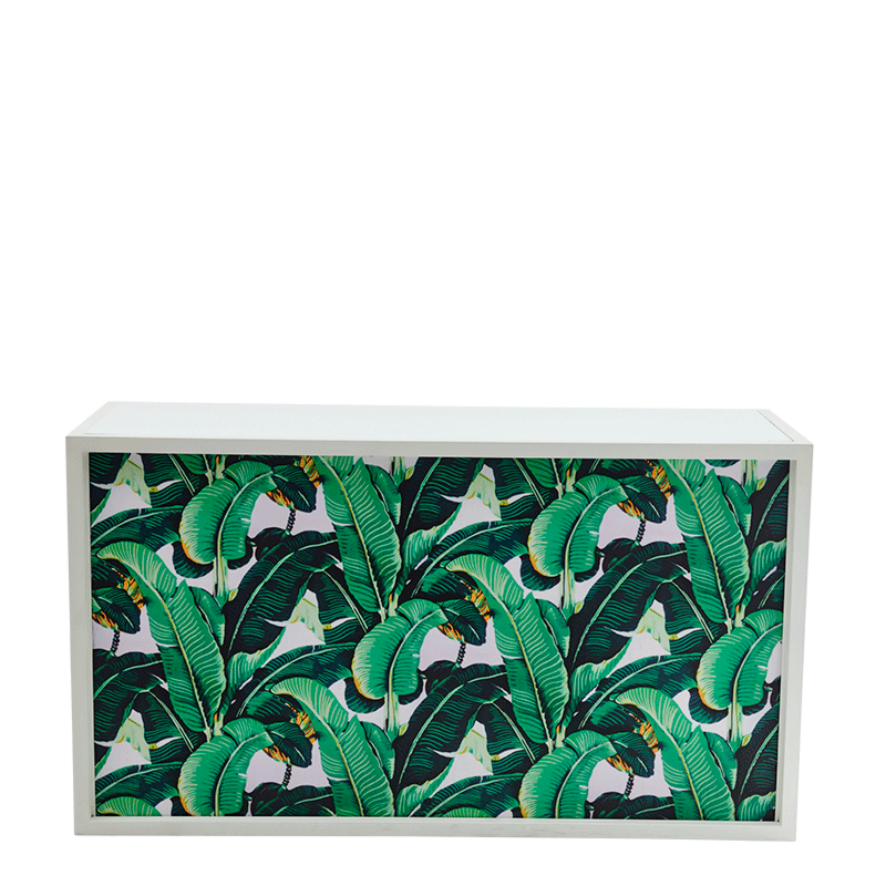 Unico Bar with White Frame and Palm Leaf Print Panels