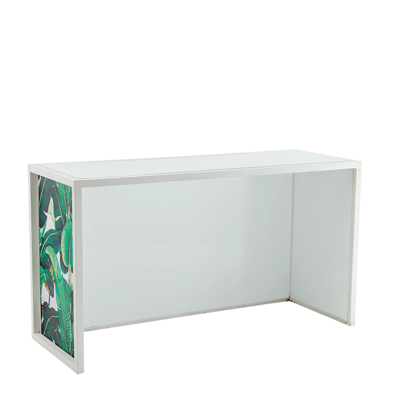 Unico Bar with White Frame and Palm Leaf Print Panels