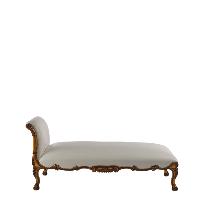 Versailles Chaise in Antique Gold with White Seat Pad