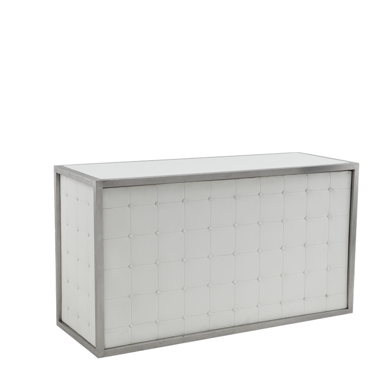 Unico Bar - Stainless Steel Frame - White Upholstered Panels 