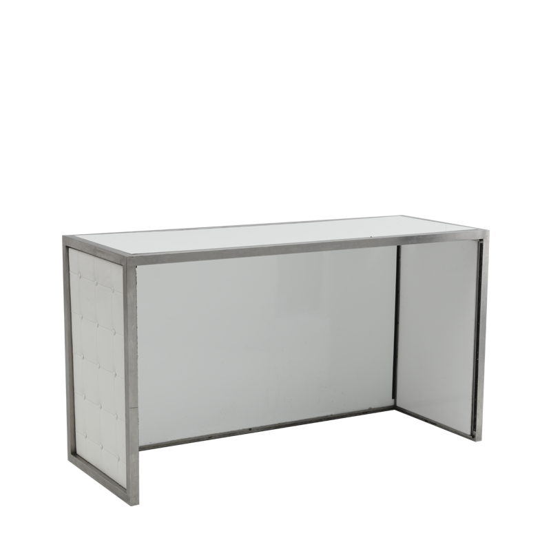 Unico Bar - Stainless Steel Frame - White Upholstered Panels 