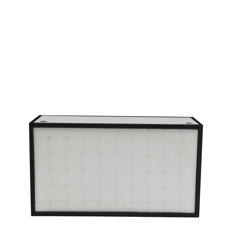 Unico  DJ Booth - Black Frame - White Upholstered Panels