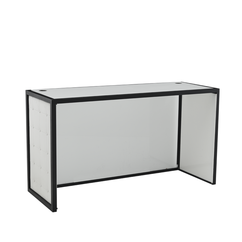 Unico  DJ Booth - Black Frame - White Upholstered Panels