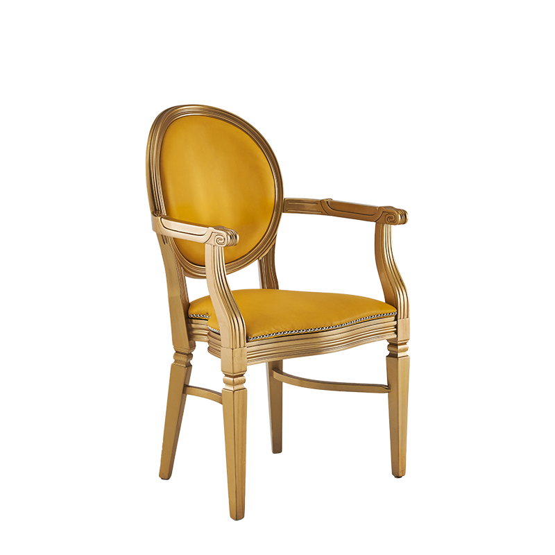 Chandelle Armchair in Gold with Yellow Seat Pad