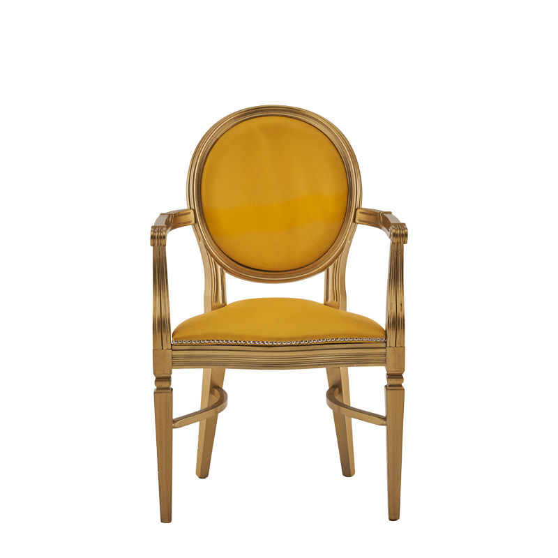 Chandelle Armchair in Gold with Yellow Seat Pad