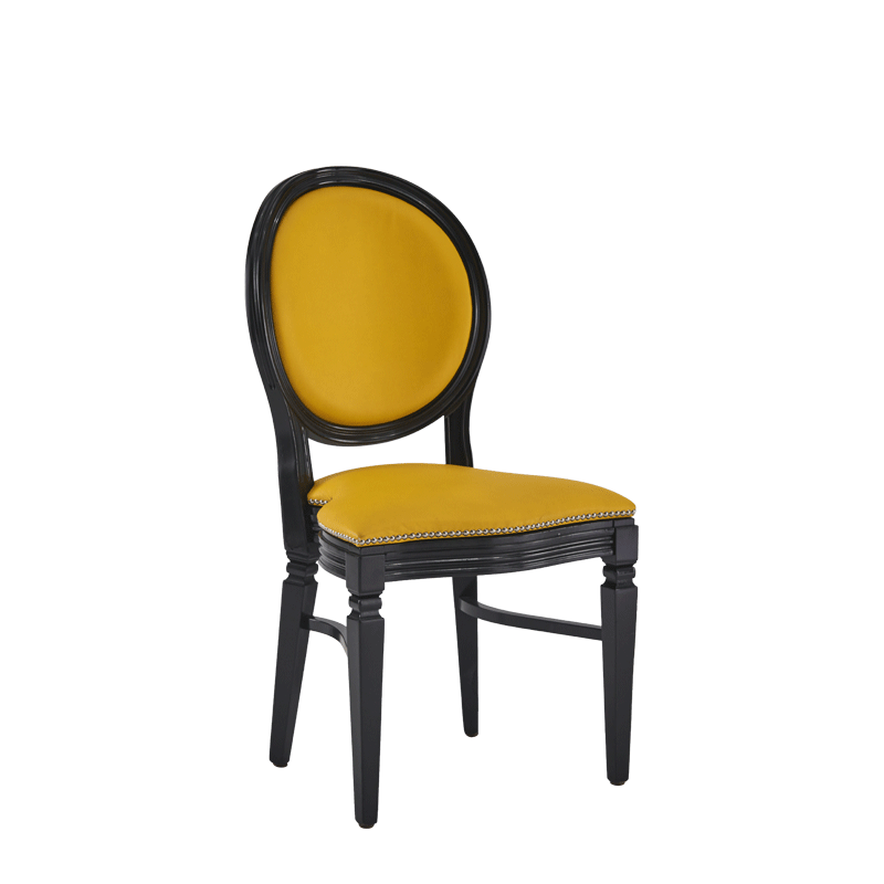 Chandelle Chair in Black with Yellow Seat Pad