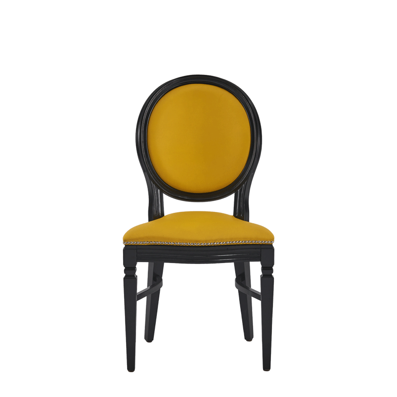 Chandelle Chair in Black with Yellow Seat Pad
