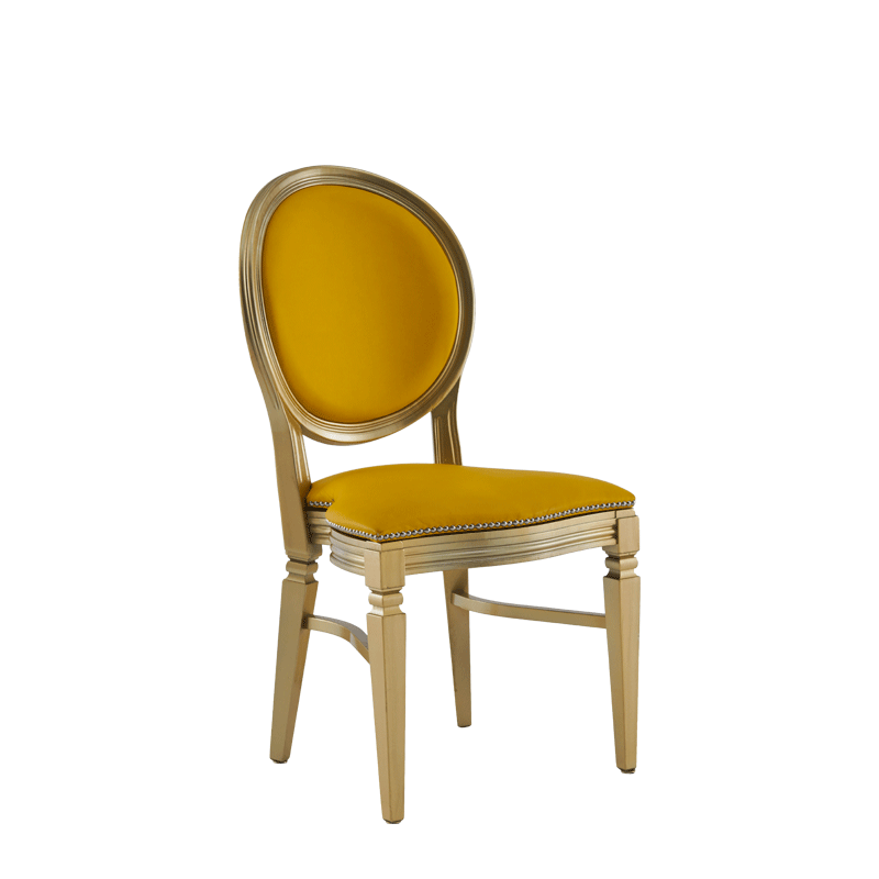 Chandelle Chair in Gold with Yellow Seat Pad