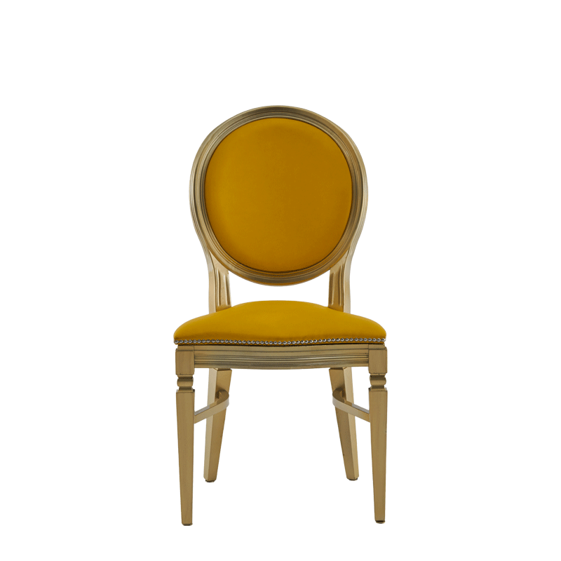 Chandelle Chair in Gold with Yellow Seat Pad