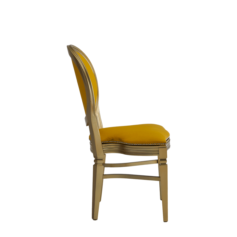 Chandelle Chair in Gold with Yellow Seat Pad