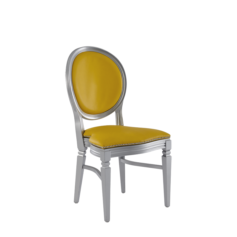 Chandelle Chair in Silver with Yellow Seat Pad