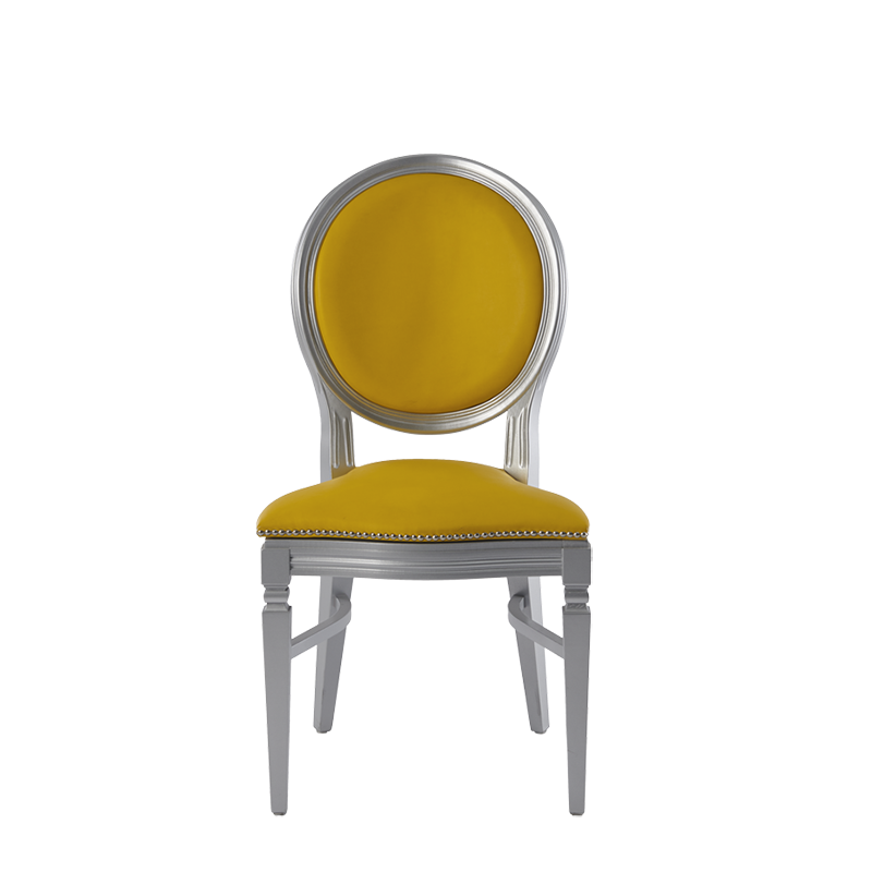 Chandelle Chair in Silver with Yellow Seat Pad