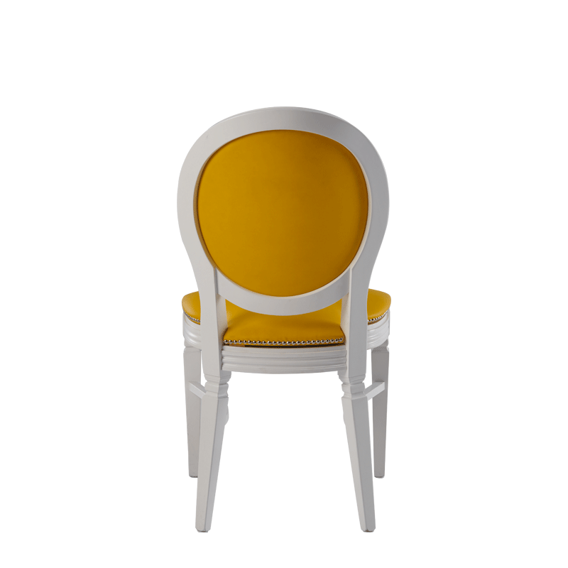 Chandelle Chair in White with Yellow Seat Pad