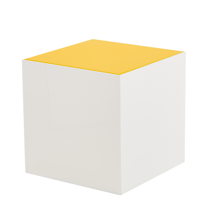 Seattle Cube Plinth in White with Yellow Top