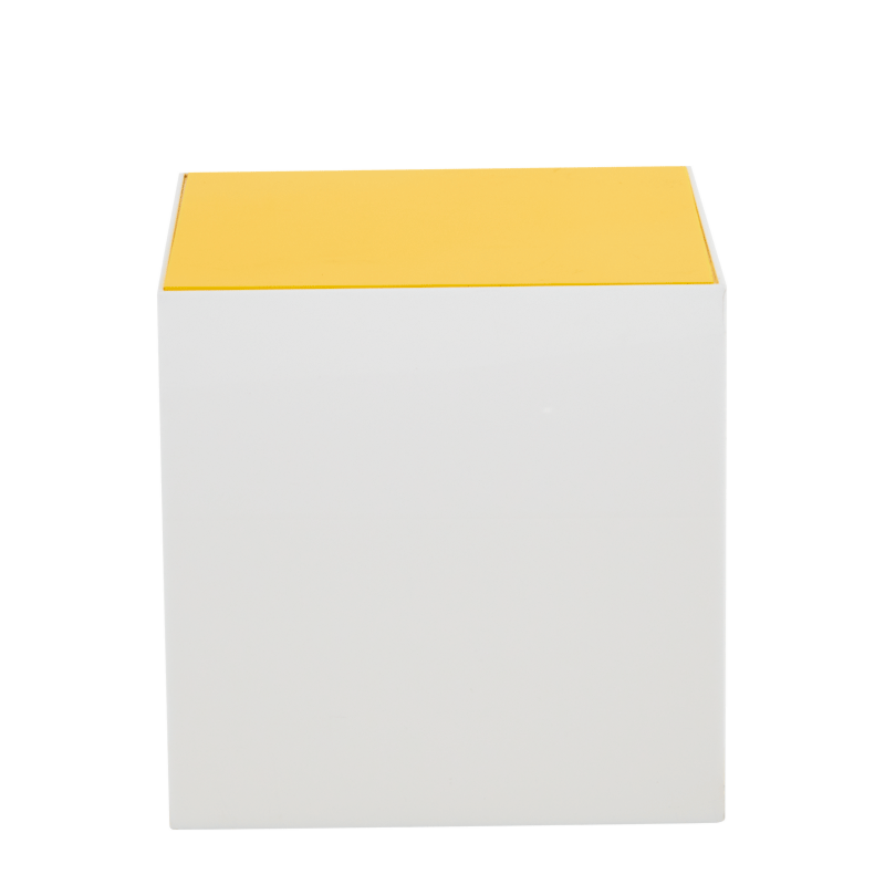 Seattle Cube Plinth in White with Yellow Top