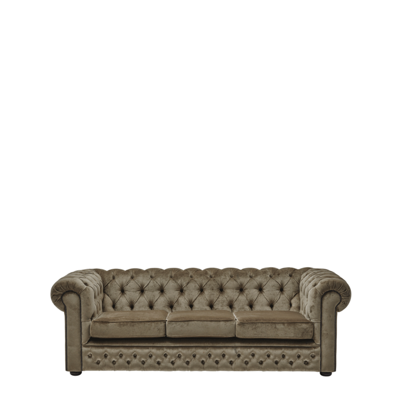 Chesterfield Carlyle Sofa 7ft in Velvet Taupe