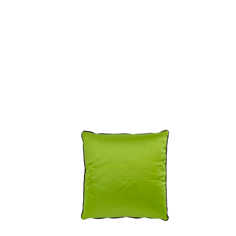 Green Silk Cushion with Contrast Piping