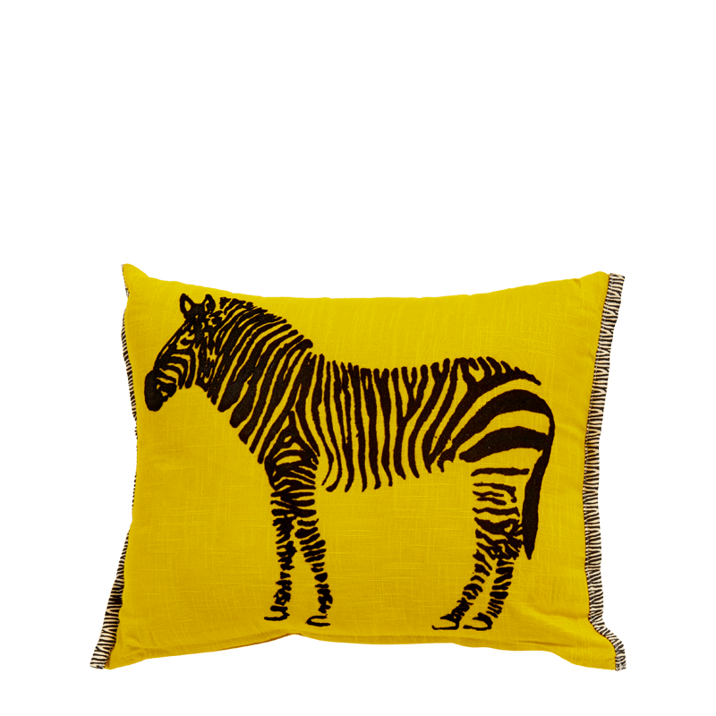 Yellow Cushion with Zebra Print