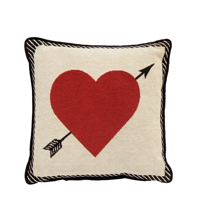 Cushion with Red Heart Print