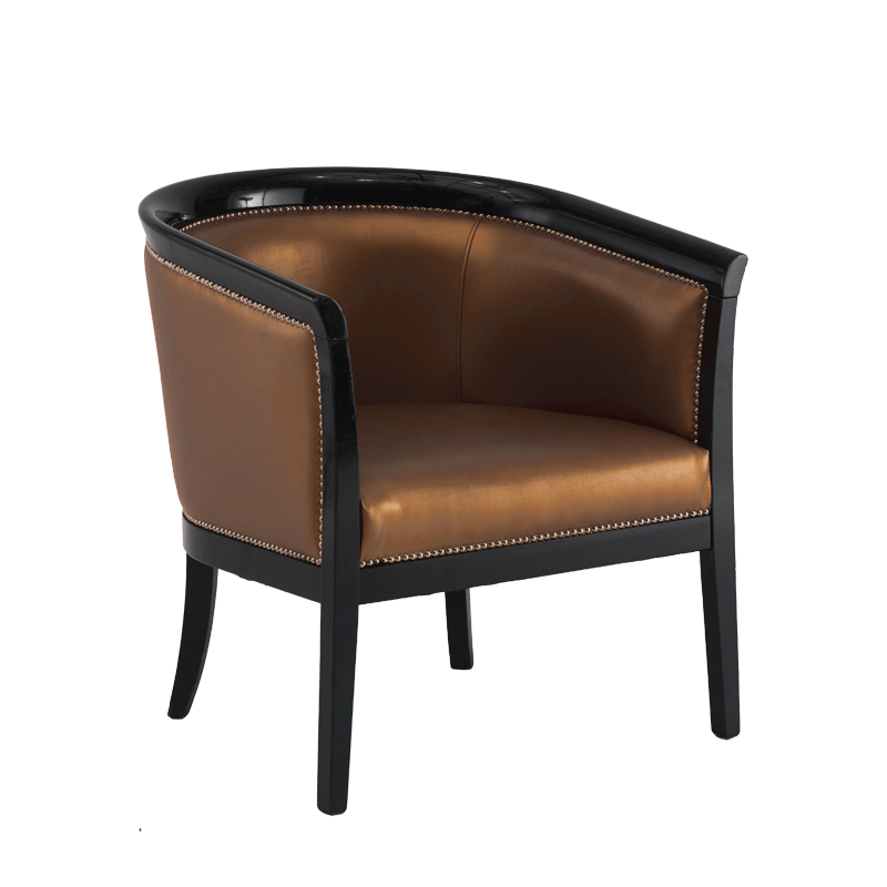Divano Armchair in Black with Copper Seat Pad