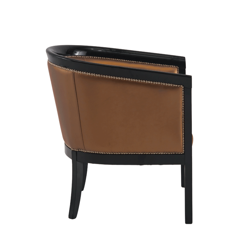 Divano Armchair in Black with Copper Seat Pad