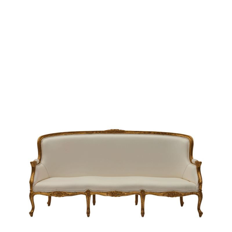Empire Settee Sofa Gold Frame in Ivory