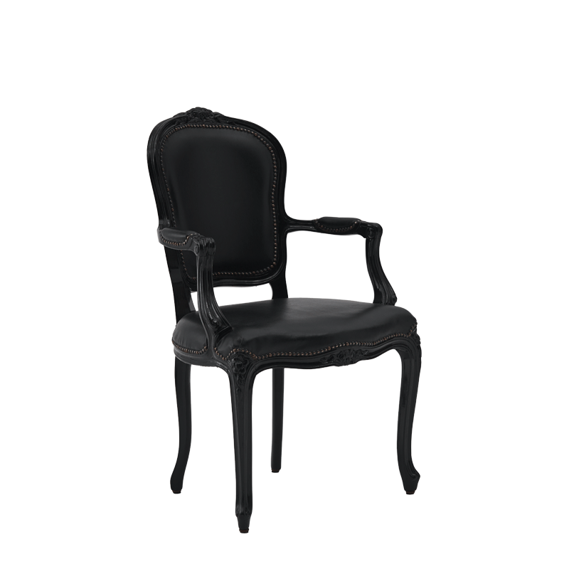 Lauren Armchair in Black with Black Seat Pad