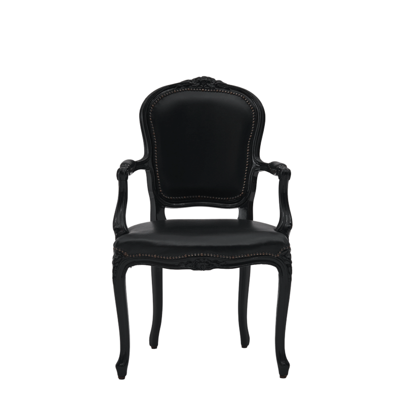 Lauren Armchair in Black with Black Seat Pad
