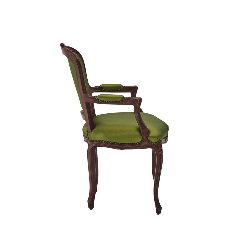 Lauren Armchair in Brown with Chartreuse Green Seat Pad