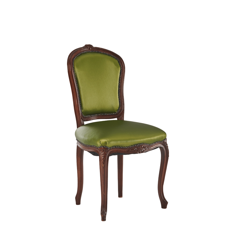 Lauren Chair in Brown with Chartreuse Green Seat Pad