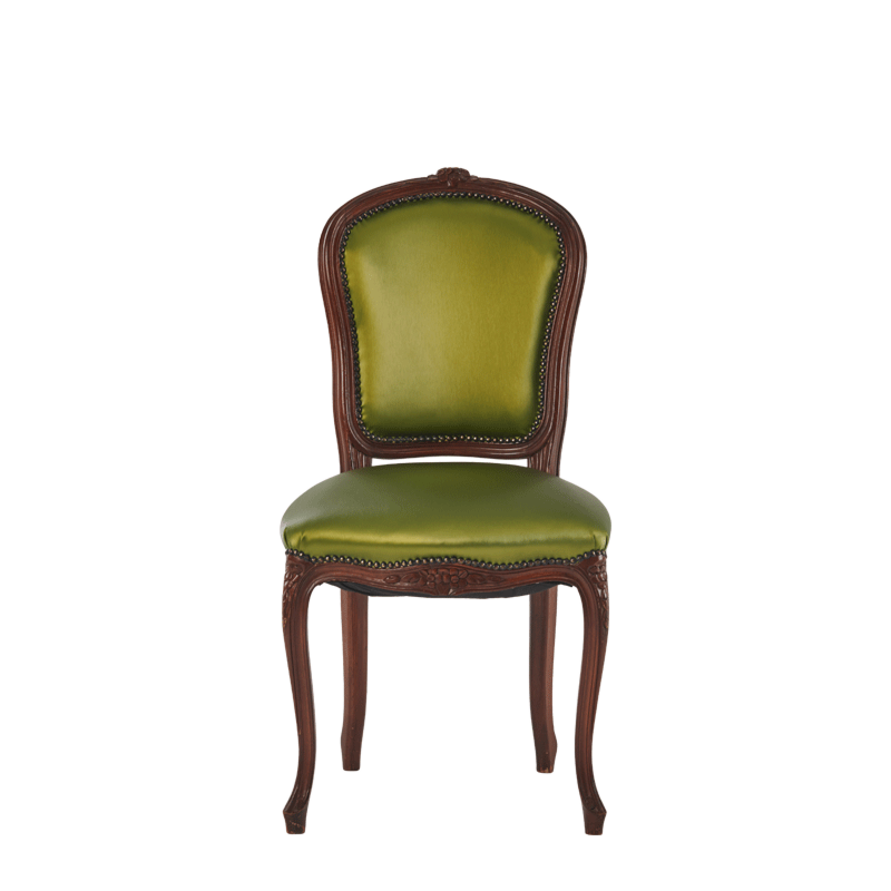 Lauren Chair in Brown with Chartreuse Green Seat Pad