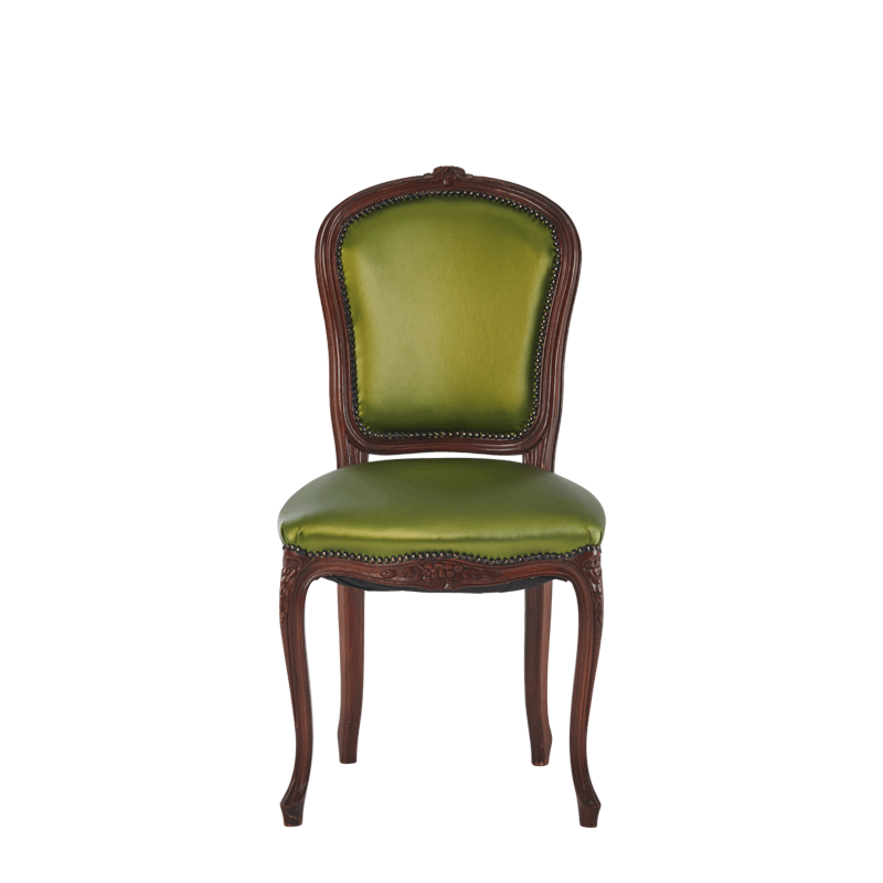 Lauren Chair in Brown with Chartreuse Green Seat Pad