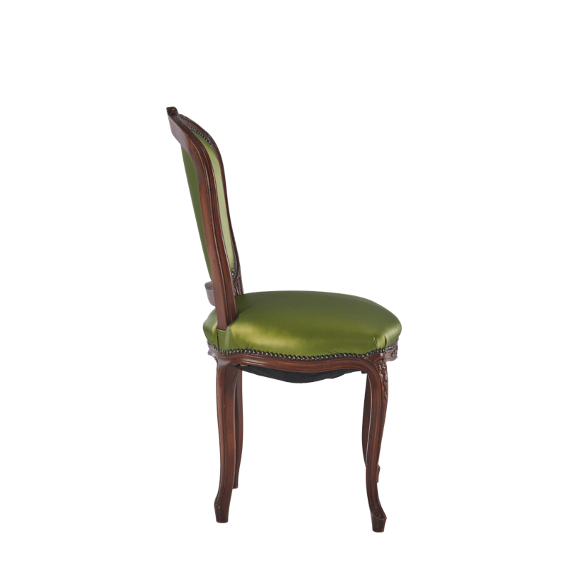 Lauren Chair in Brown with Chartreuse Green Seat Pad