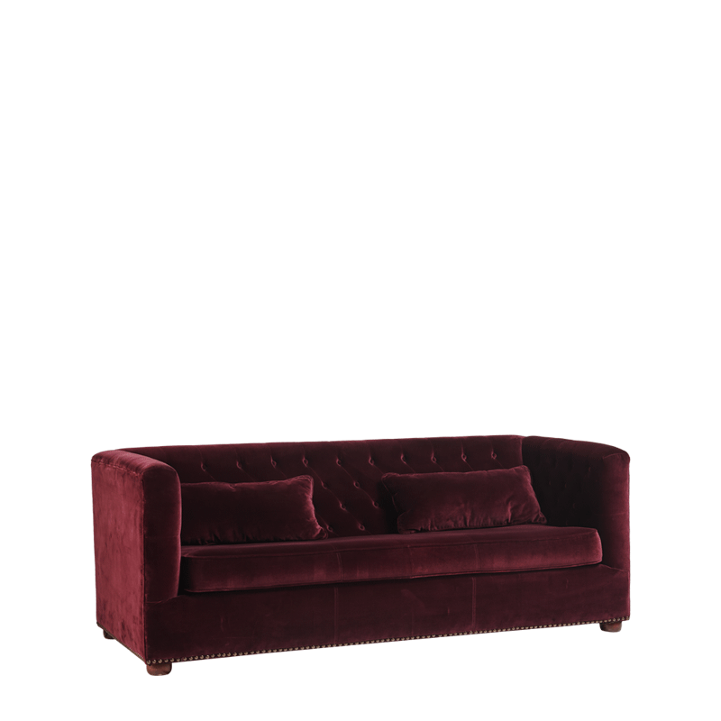 Merlot Sofa in Wine Velvet
