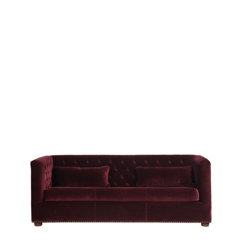 Merlot Sofa in Wine Velvet