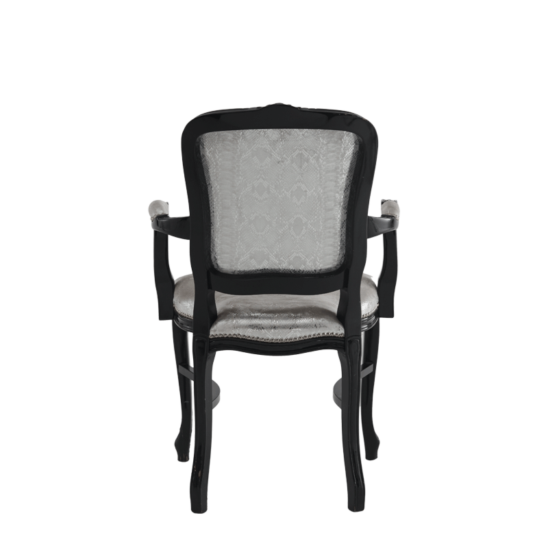 Versailles Armchair in Black with Silver Seat Pad