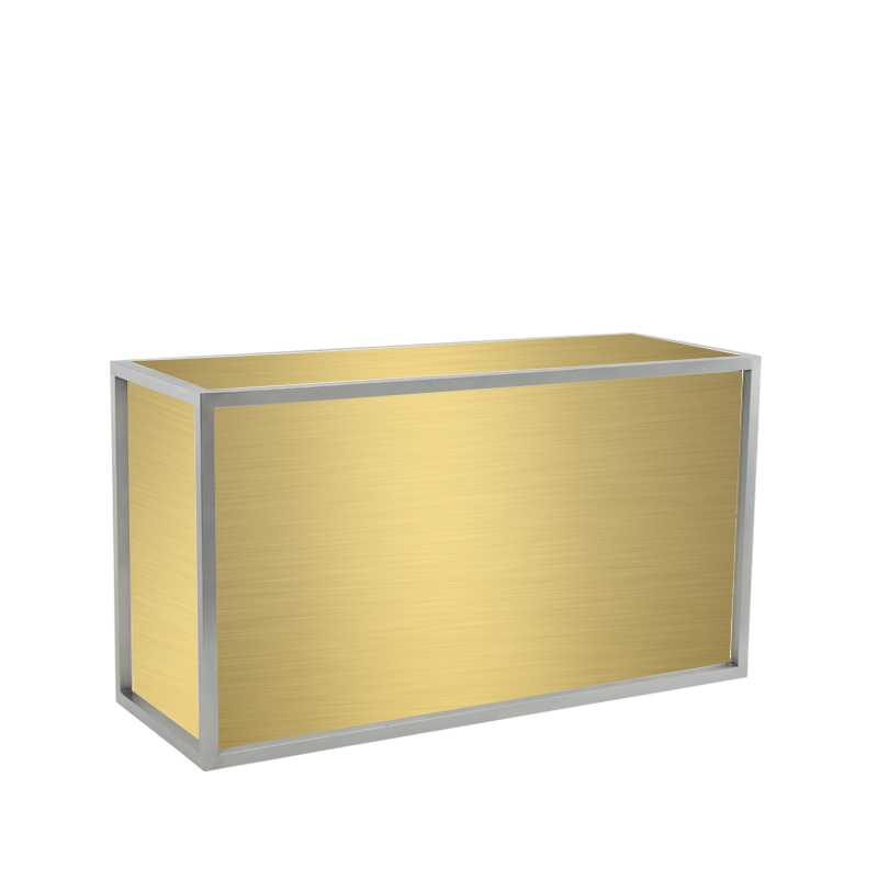 Unico Rectangular Bar with Stainless Steel Frame and Gold Panels