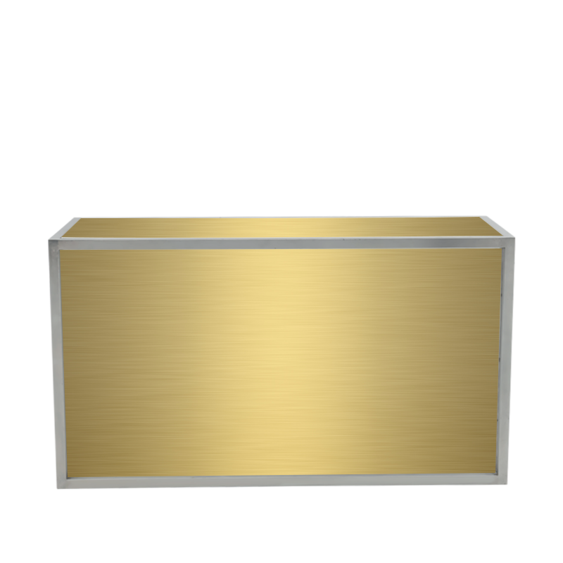 Unico Rectangular Bar with Stainless Steel Frame and Gold Panels