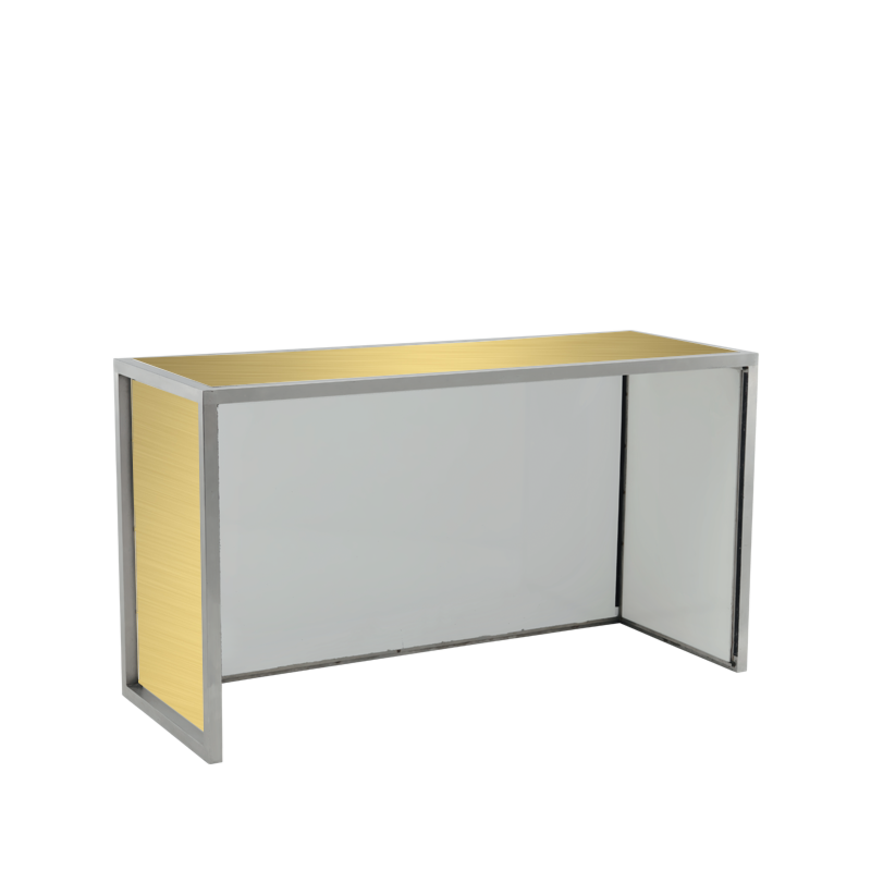 Unico Rectangular Bar with Stainless Steel Frame and Gold Panels
