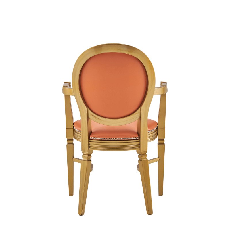 Chandelle Armchair in Gold with Orange Seat Pad