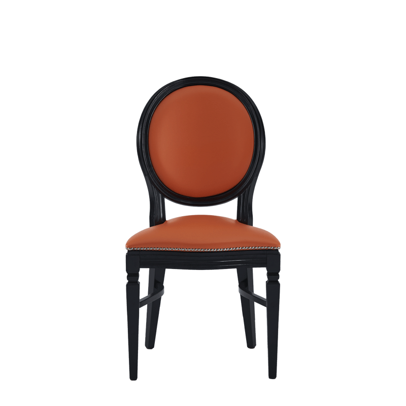 Chandelle Chair in Black with Orange Seat Pad